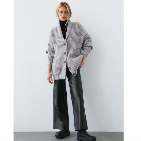 ZARA OVERSIZED KNIT CARDIGAN WITH POCKETS | SIZE: S | NWT - Picture 1 of 9
